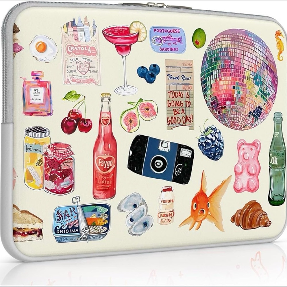 Cream Illustrated Protective Tablet Sleeve - Unbranded